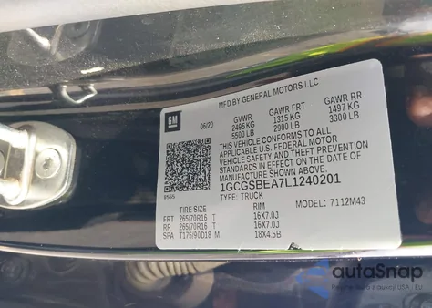 2020 Chevrolet Colorado 2Wd Short Box Wt from USA, damaged, VIN 1GCGSBEA7L1240201